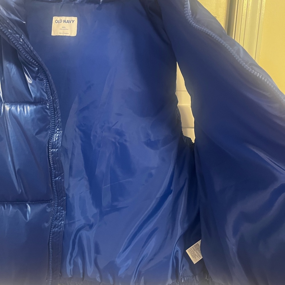 Old Navy Shiny Puffer Vest Catalyst Blue size XXL Weather Resistant - Picture 3 of 6